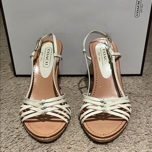 Coach Women's White Strappy Sandals